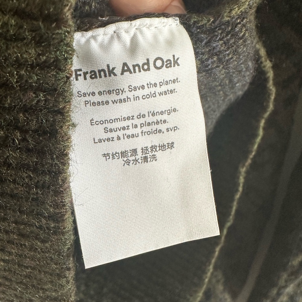 Frank And Oak Green Pattern Wool Blend Crewneck Sweater Size XS EUC - Picture 6 of 9